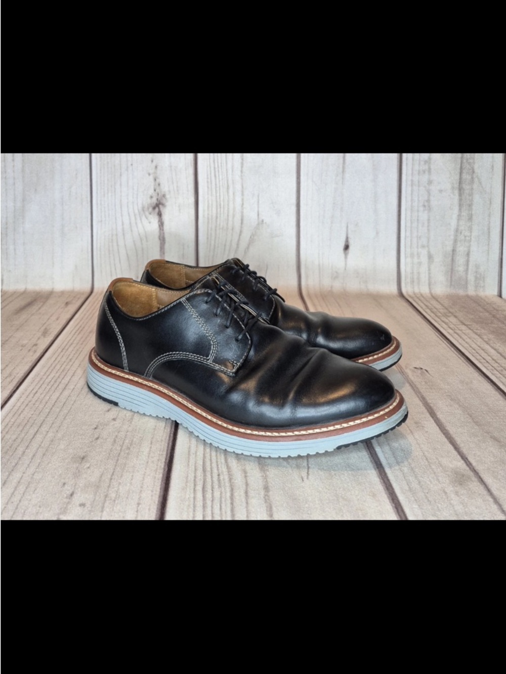 JOHNSTON & MURPHY Men's Size 10.5M Black Leather Oxford Shoes